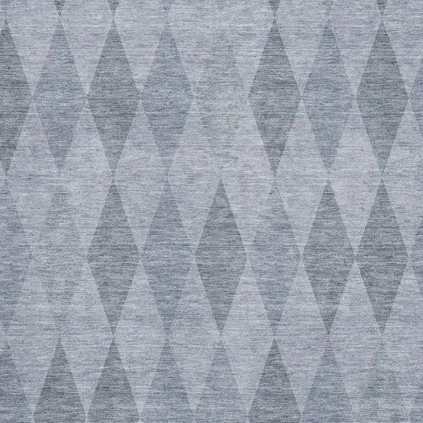 Denim Blue And Ivory Geometric Washable Area Rug With UV Protection Photo 3