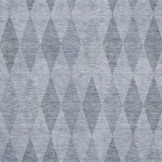 Denim Blue And Ivory Geometric Washable Area Rug With UV Protection Photo 3