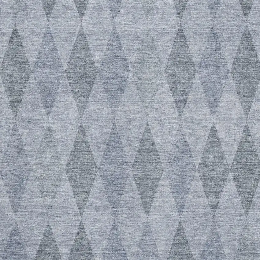 Denim Blue And Ivory Geometric Washable Area Rug With UV Protection Photo 3