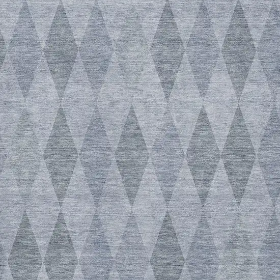 Denim Blue And Ivory Geometric Washable Area Rug With UV Protection Photo 3