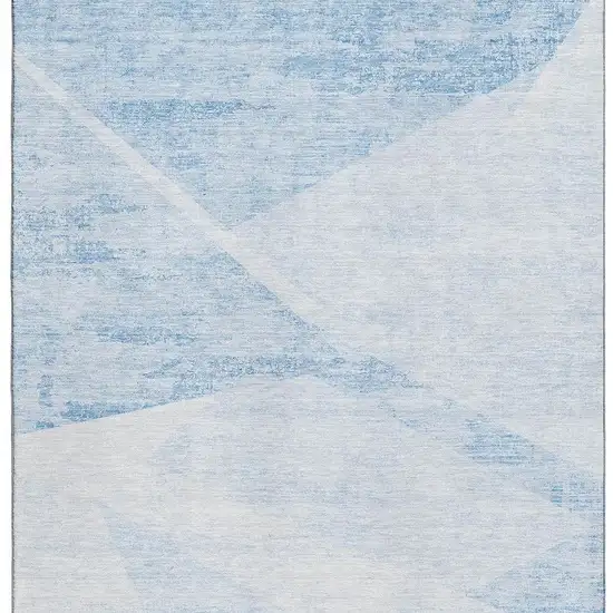 Denim Blue And Ivory Geometric Washable Area Rug With UV Protection Photo 4