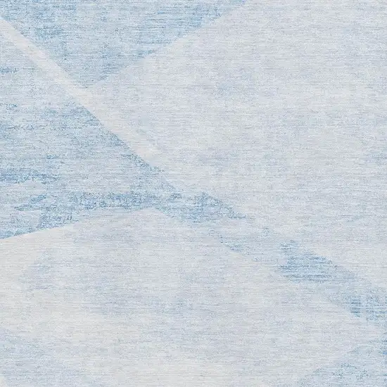 Denim Blue And Ivory Geometric Washable Area Rug With UV Protection Photo 3