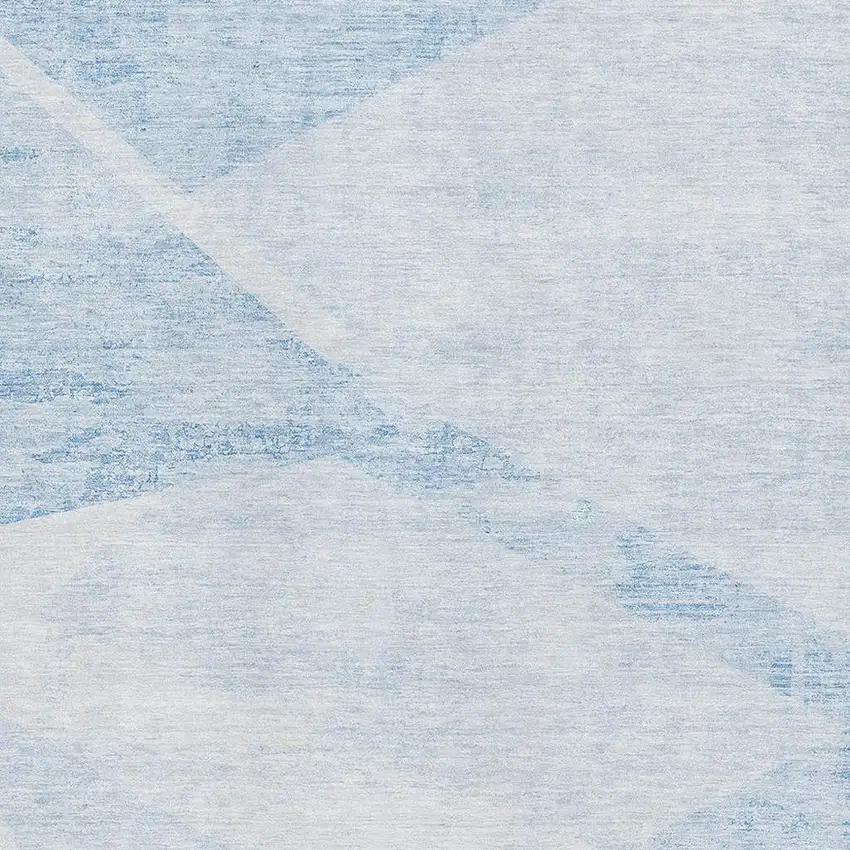 Denim Blue And Ivory Geometric Washable Area Rug With UV Protection Photo 3