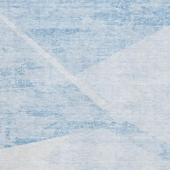 Denim Blue And Ivory Geometric Washable Area Rug With UV Protection Photo 3