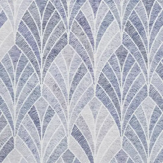 Denim Blue And Ivory Geometric Washable Area Rug With UV Protection Photo 3