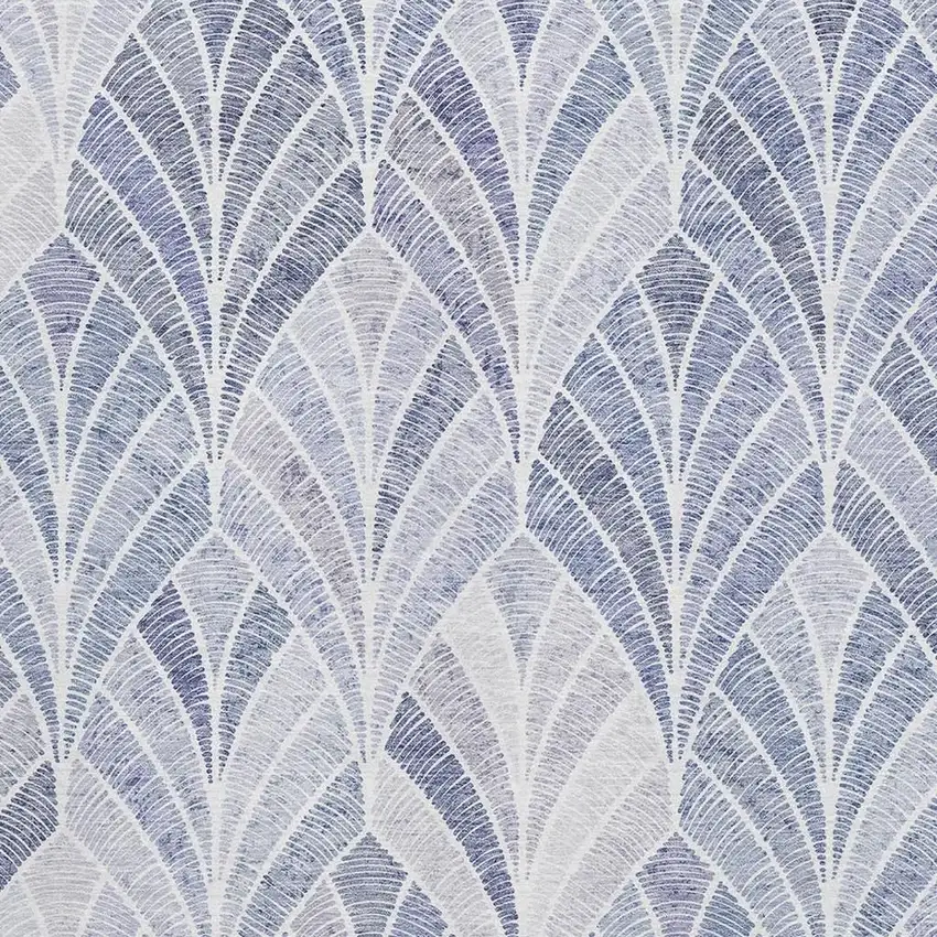 Denim Blue And Ivory Geometric Washable Area Rug With UV Protection Photo 3