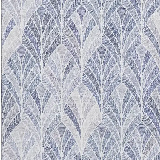 Denim Blue And Ivory Geometric Washable Area Rug With UV Protection Photo 4
