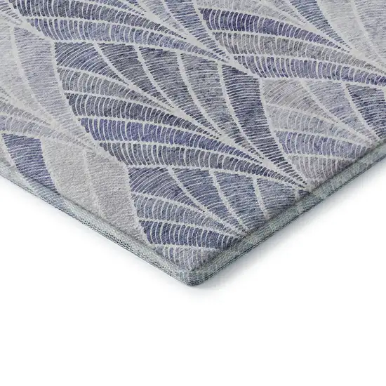 Denim Blue And Ivory Geometric Washable Area Rug With UV Protection Photo 8