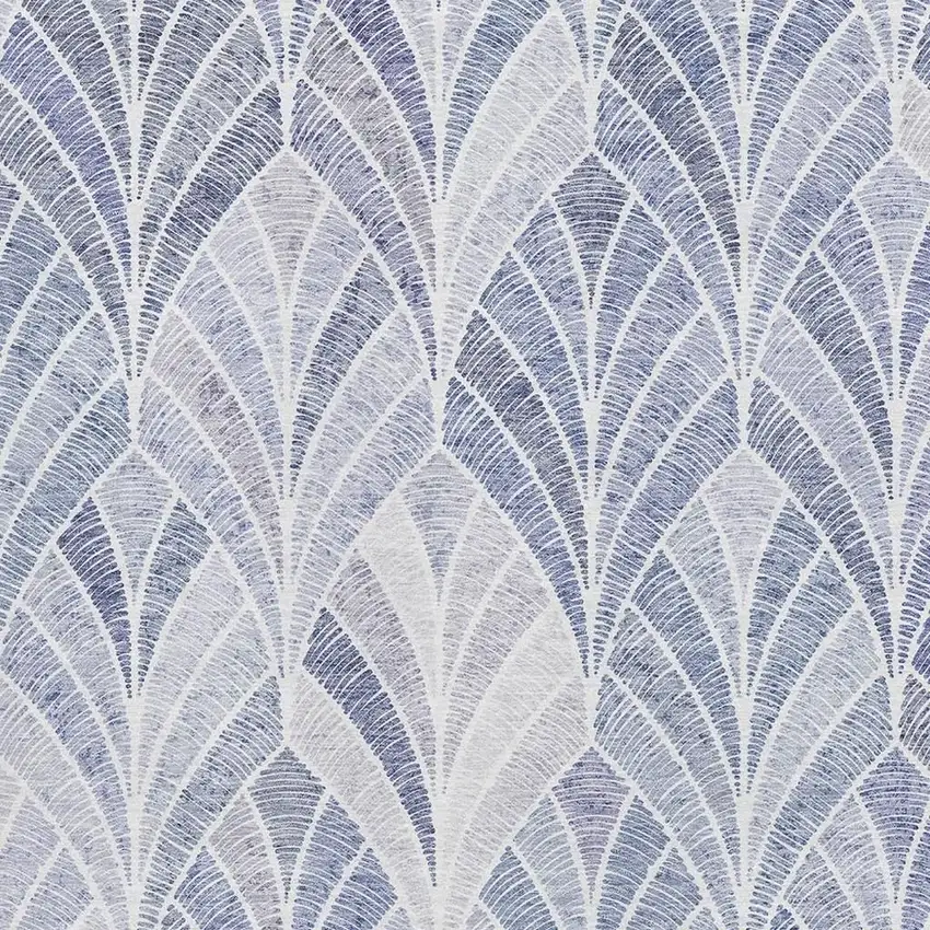 Denim Blue And Ivory Geometric Washable Area Rug With UV Protection Photo 3