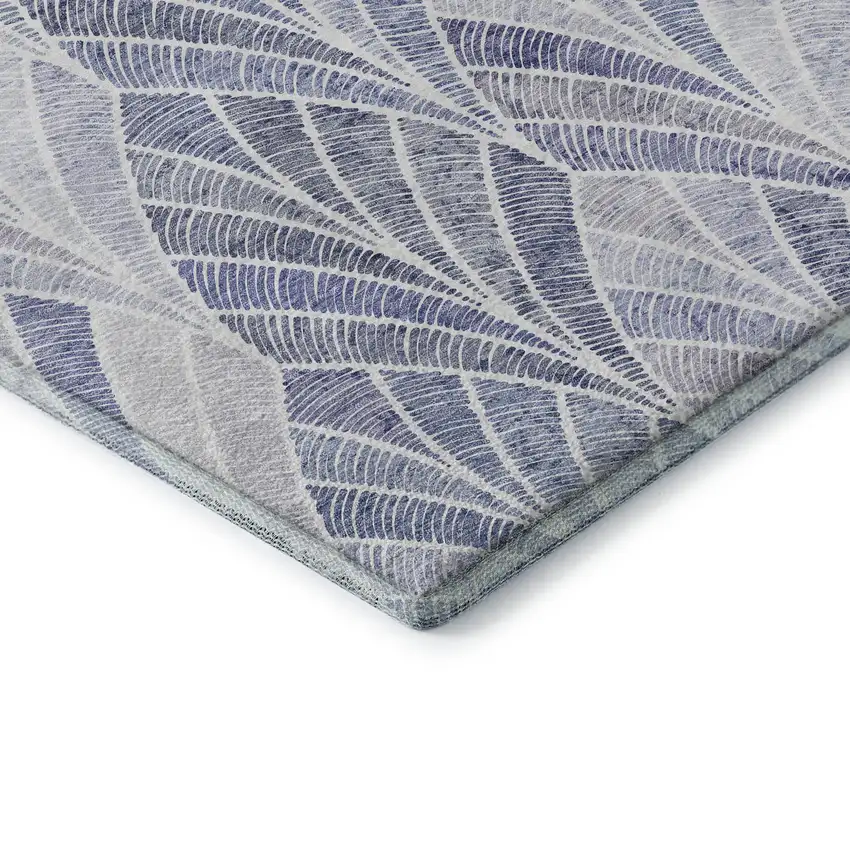 Denim Blue And Ivory Geometric Washable Area Rug With UV Protection Photo 8