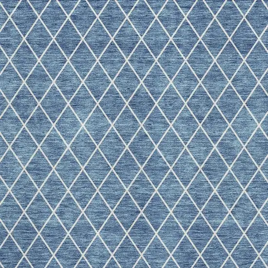 Denim Blue And Ivory Geometric Washable Area Rug With UV Protection Photo 3