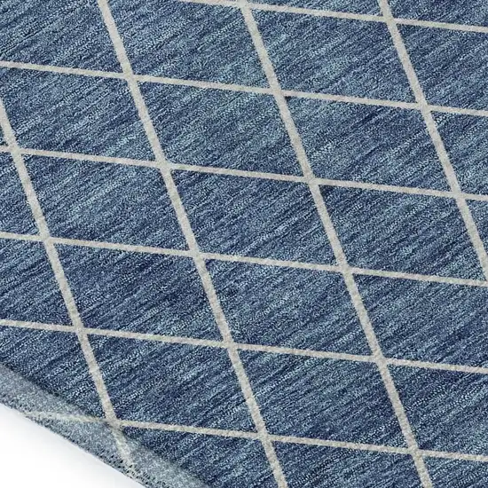 Denim Blue And Ivory Geometric Washable Area Rug With UV Protection Photo 2