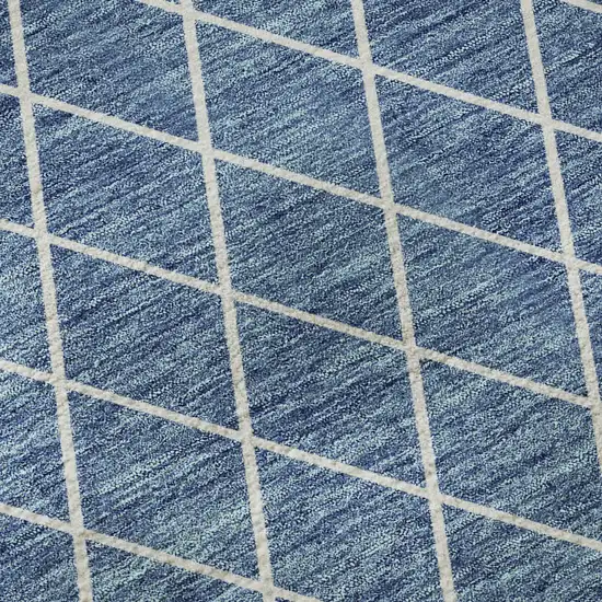 Denim Blue And Ivory Geometric Washable Area Rug With UV Protection Photo 8