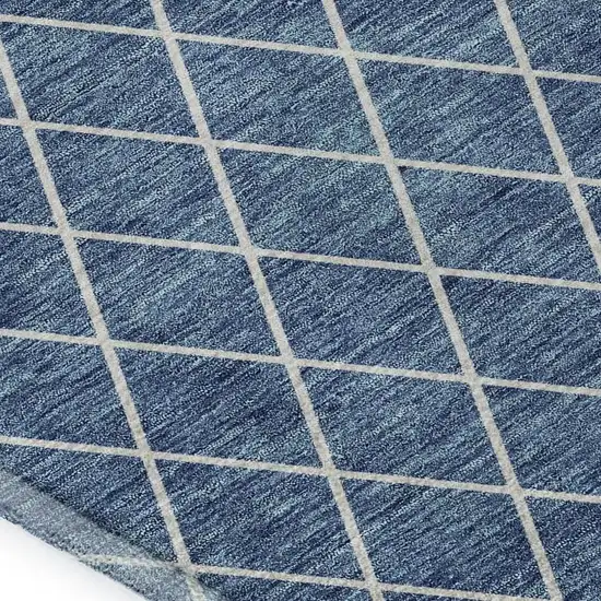 Denim Blue And Ivory Geometric Washable Area Rug With UV Protection Photo 2