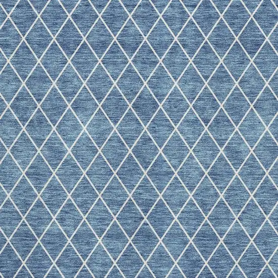 Denim Blue And Ivory Geometric Washable Area Rug With UV Protection Photo 4