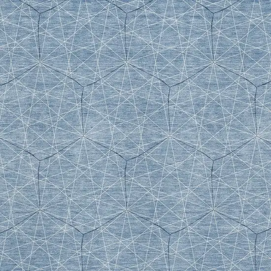 Denim Blue And Ivory Geometric Washable Area Rug With UV Protection Photo 2