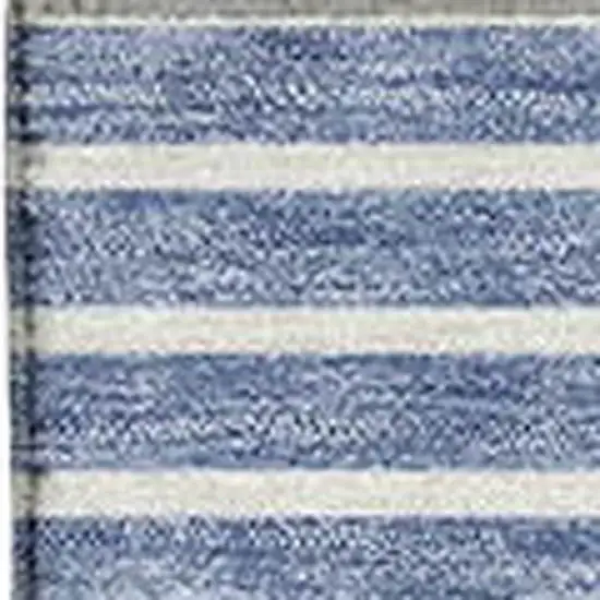 Denim Blue And Ivory Geometric Washable Area Rug With UV Protection Photo 3