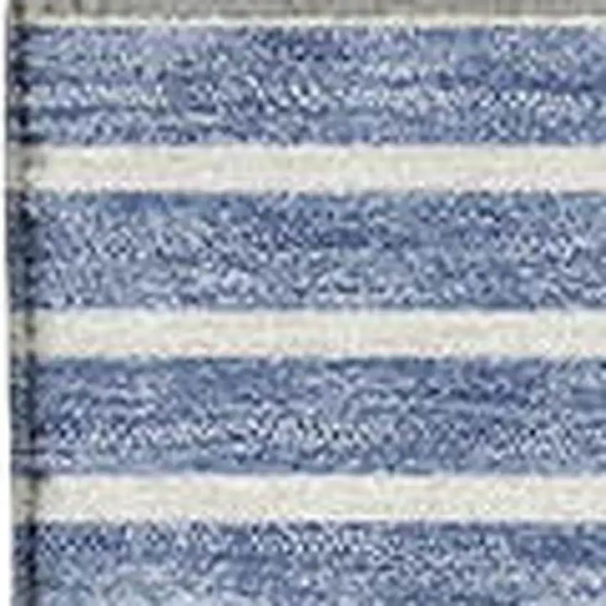 Denim Blue And Ivory Geometric Washable Area Rug With UV Protection Photo 3