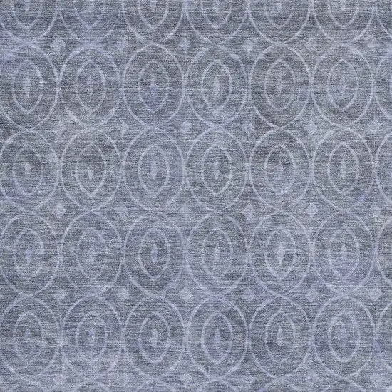 Denim Blue And Ivory Geometric Washable Area Rug With UV Protection Photo 2