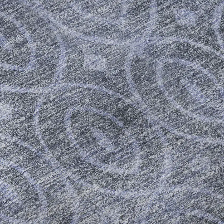 Denim Blue And Ivory Geometric Washable Area Rug With UV Protection Photo 9