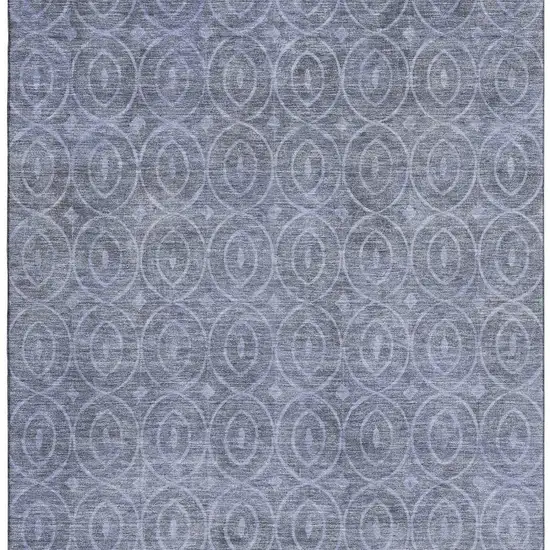 Denim Blue And Ivory Geometric Washable Area Rug With UV Protection Photo 3
