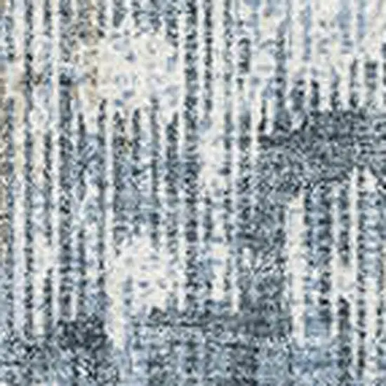 Denim Blue And Ivory Geometric Washable Area Rug With UV Protection Photo 3