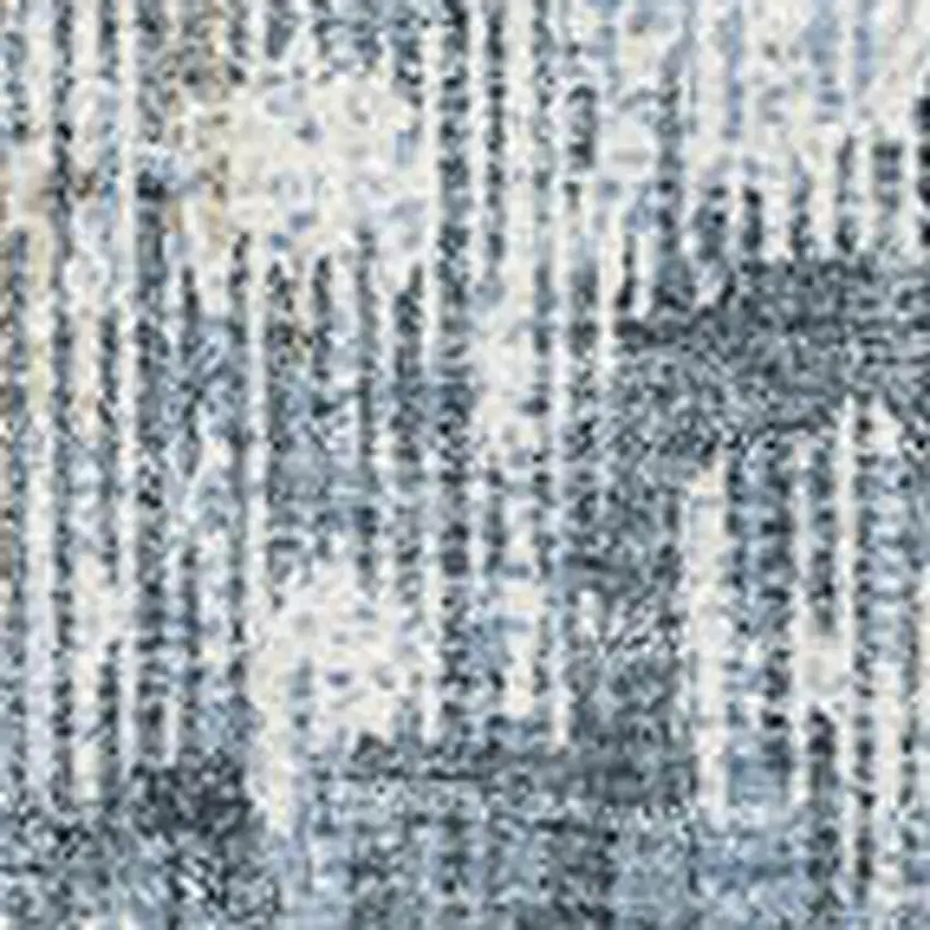 Denim Blue And Ivory Geometric Washable Area Rug With UV Protection Photo 3