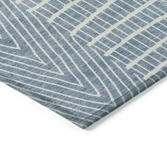 Denim Blue And Ivory Geometric Washable Indoor Outdoor Area Rug Photo 4