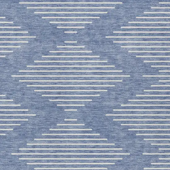 Denim Blue And Ivory Geometric Washable Indoor Outdoor Area Rug Photo 5
