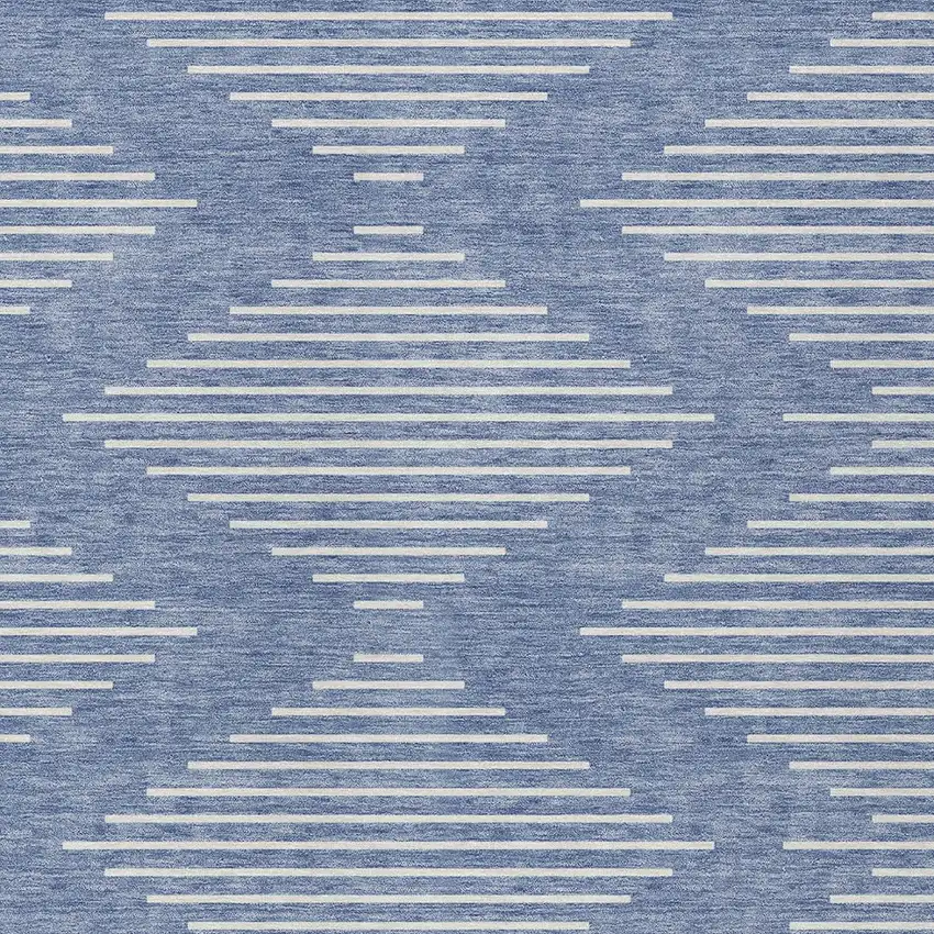Denim Blue And Ivory Geometric Washable Indoor Outdoor Area Rug Photo 5