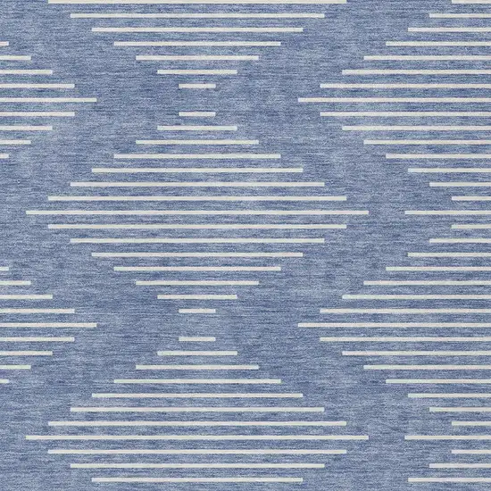Denim Blue And Ivory Geometric Washable Indoor Outdoor Area Rug Photo 5