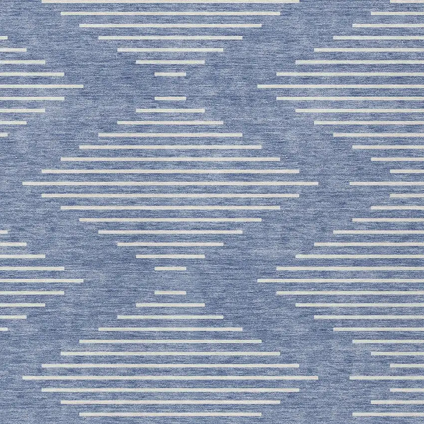 Denim Blue And Ivory Geometric Washable Indoor Outdoor Area Rug Photo 5