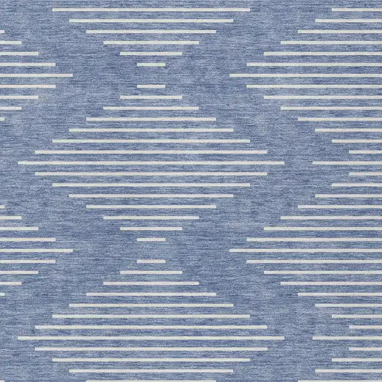 Denim Blue And Ivory Geometric Washable Indoor Outdoor Area Rug Photo 5