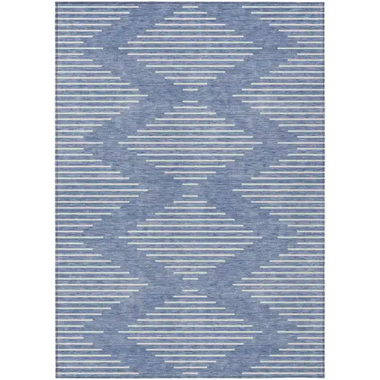 Denim Blue And Ivory Geometric Washable Indoor Outdoor Area Rug Photo 2