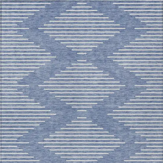 Denim Blue And Ivory Geometric Washable Indoor Outdoor Area Rug Photo 6