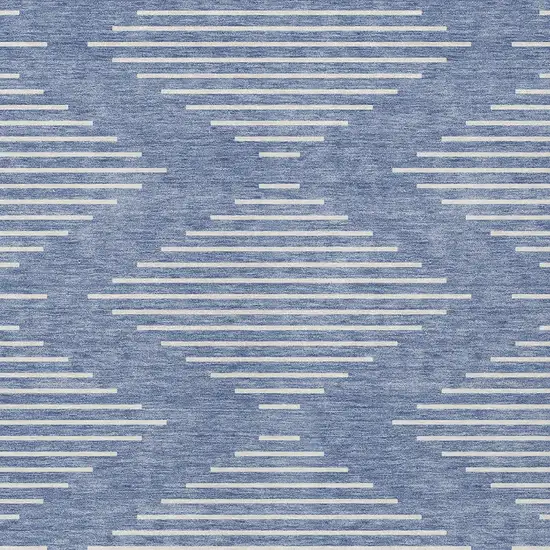 Denim Blue And Ivory Geometric Washable Indoor Outdoor Area Rug Photo 5