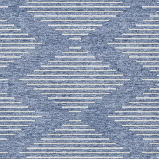 Denim Blue And Ivory Geometric Washable Indoor Outdoor Area Rug Photo 5
