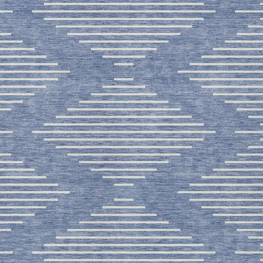 Denim Blue And Ivory Geometric Washable Indoor Outdoor Area Rug Photo 5