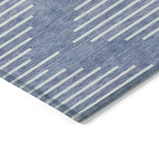 Denim Blue And Ivory Geometric Washable Indoor Outdoor Area Rug Photo 4