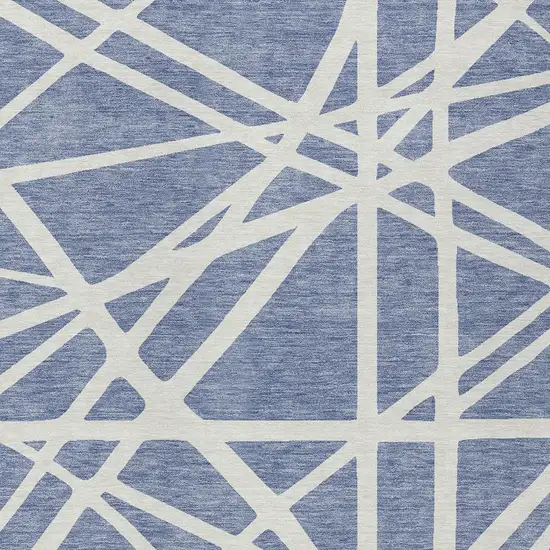 Denim Blue And Ivory Geometric Washable Indoor Outdoor Area Rug Photo 6