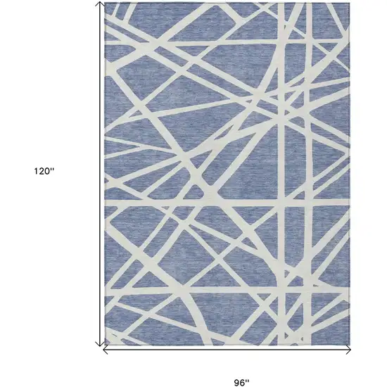 Denim Blue And Ivory Geometric Washable Indoor Outdoor Area Rug Photo 3