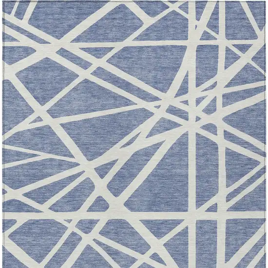 Denim Blue And Ivory Geometric Washable Indoor Outdoor Area Rug Photo 7