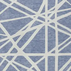 Photo of Denim Blue And Ivory Geometric Washable Indoor Outdoor Area Rug