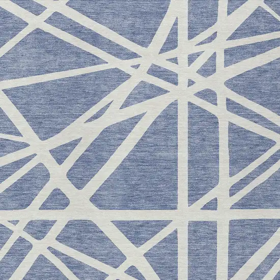 Denim Blue And Ivory Geometric Washable Indoor Outdoor Area Rug Photo 6