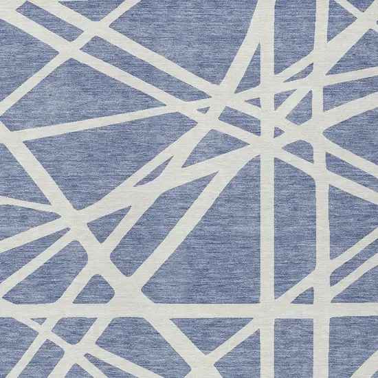 Denim Blue And Ivory Geometric Washable Indoor Outdoor Area Rug Photo 6