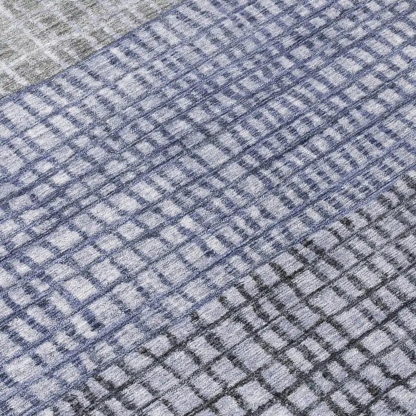 Denim Blue And Ivory Geometric Washable Indoor Outdoor Area Rug Photo 8