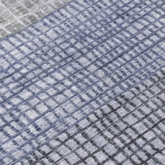 Denim Blue And Ivory Geometric Washable Indoor Outdoor Area Rug Photo 8