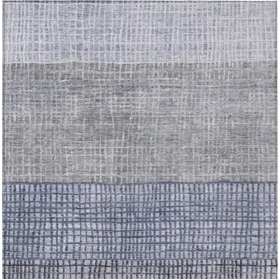 Denim Blue And Ivory Geometric Washable Indoor Outdoor Area Rug Photo 6