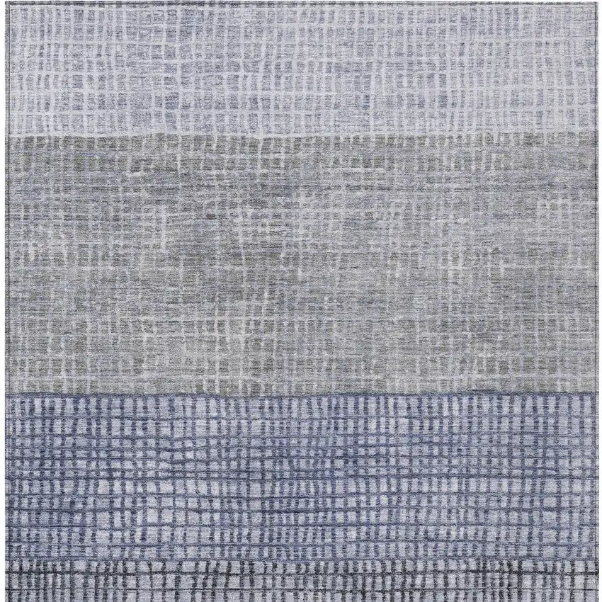 Denim Blue And Ivory Geometric Washable Indoor Outdoor Area Rug Photo 6