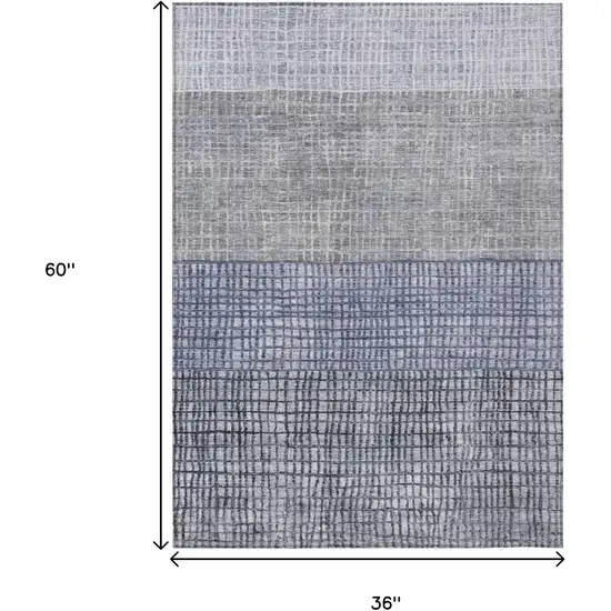Denim Blue And Ivory Geometric Washable Indoor Outdoor Area Rug Photo 9